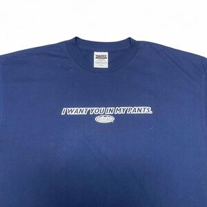 Vintage I want you in my pants Mod Robes navy and white graphic funny t-shirt